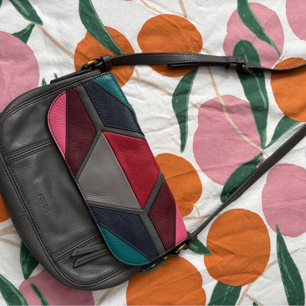 Fossil Retro Colorful Patchwork Leather Shoulder Bag